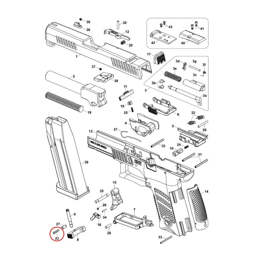 Eemann Tech - Sprężyna zrzutu magazynka do pistoletu CZ P-10 schemat