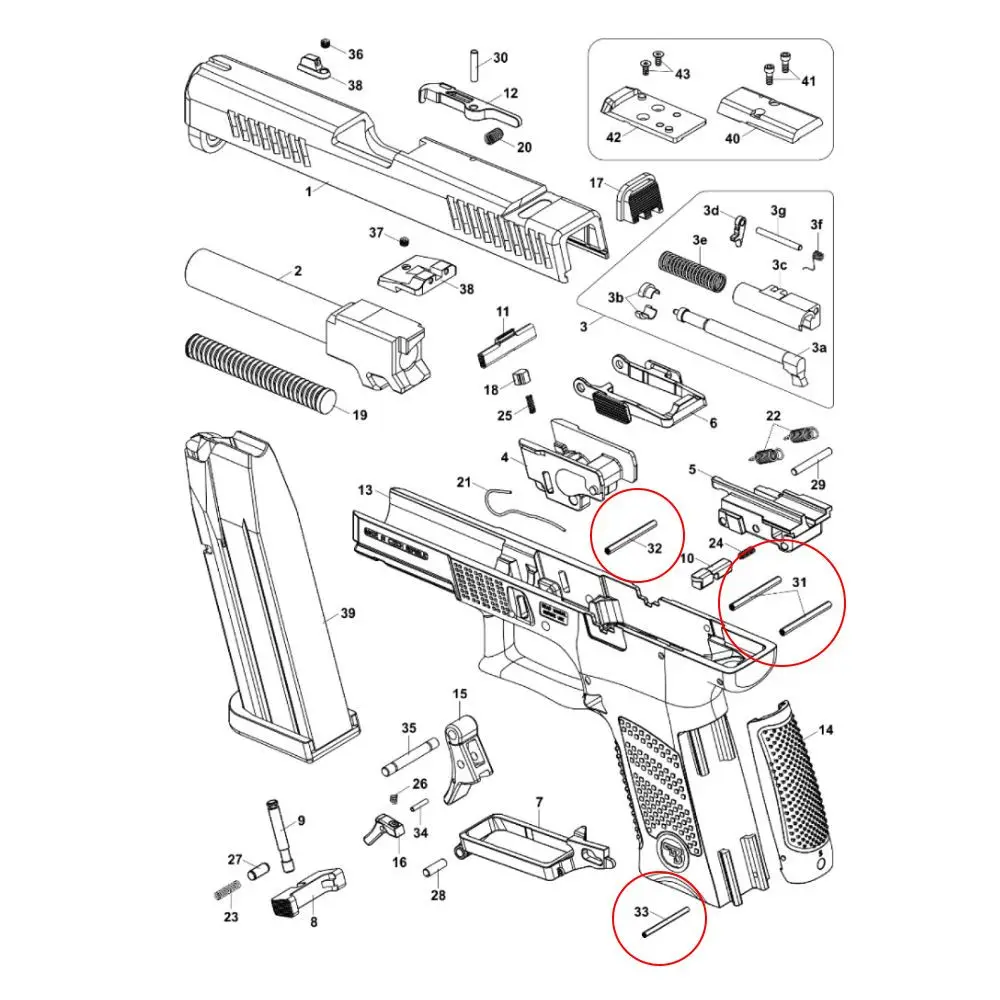 Eemann Tech - Oznaczenie pinów na schemacie pistoletu CZ P-10