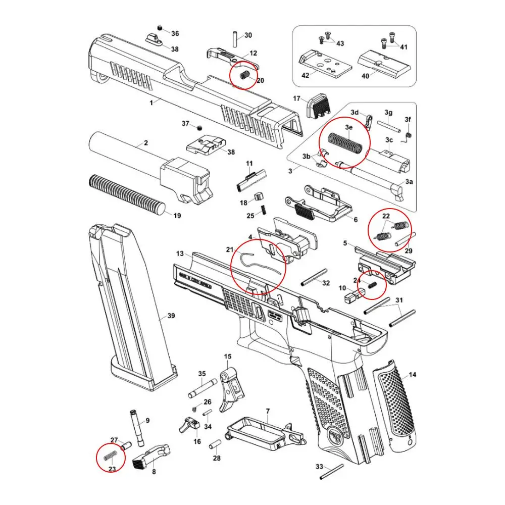 Eemann Tech - Sprężyna zrzutu magazynka do pistoletu CZ P-10 schemat